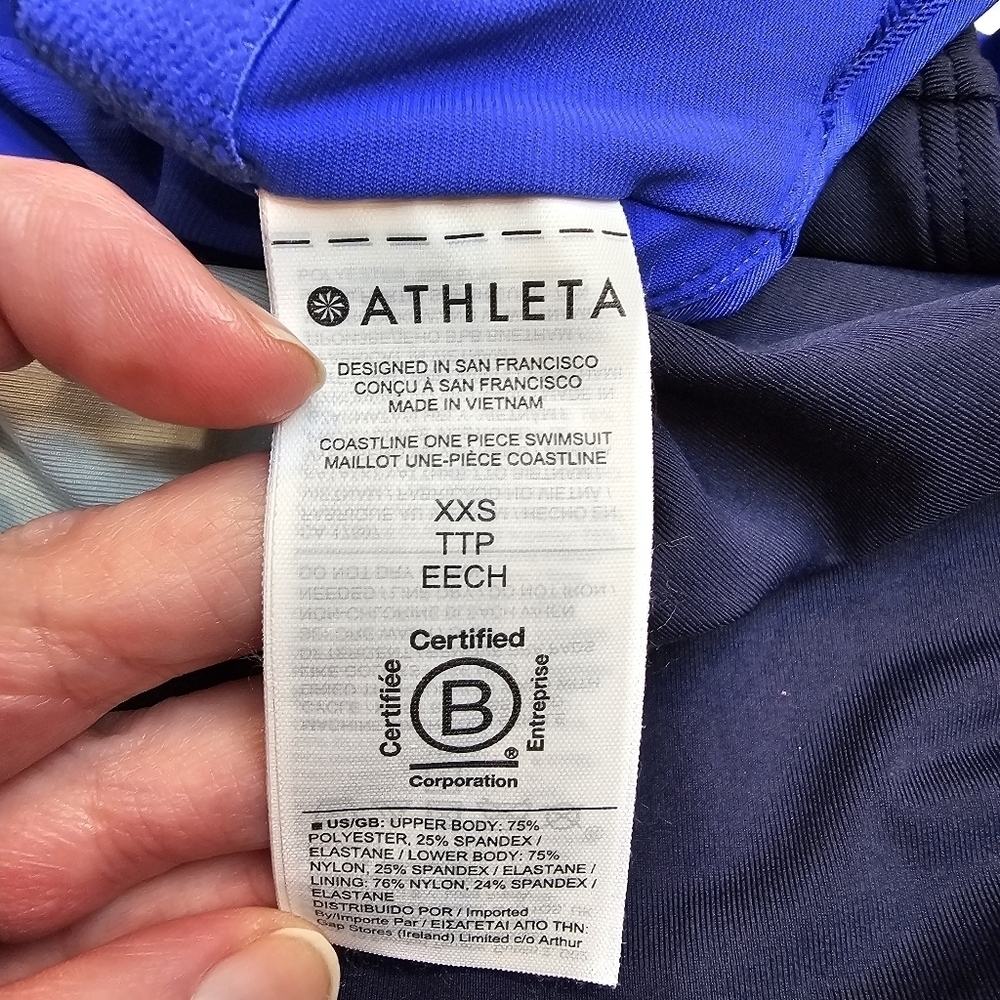 Athleta Color Block One Piece Swimsuit Coastline Women's Size XXS Beach - Picture 6 of 11